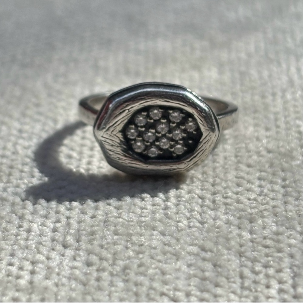 Retired Silpada Sterling Silver Ring with Crystal Detailing